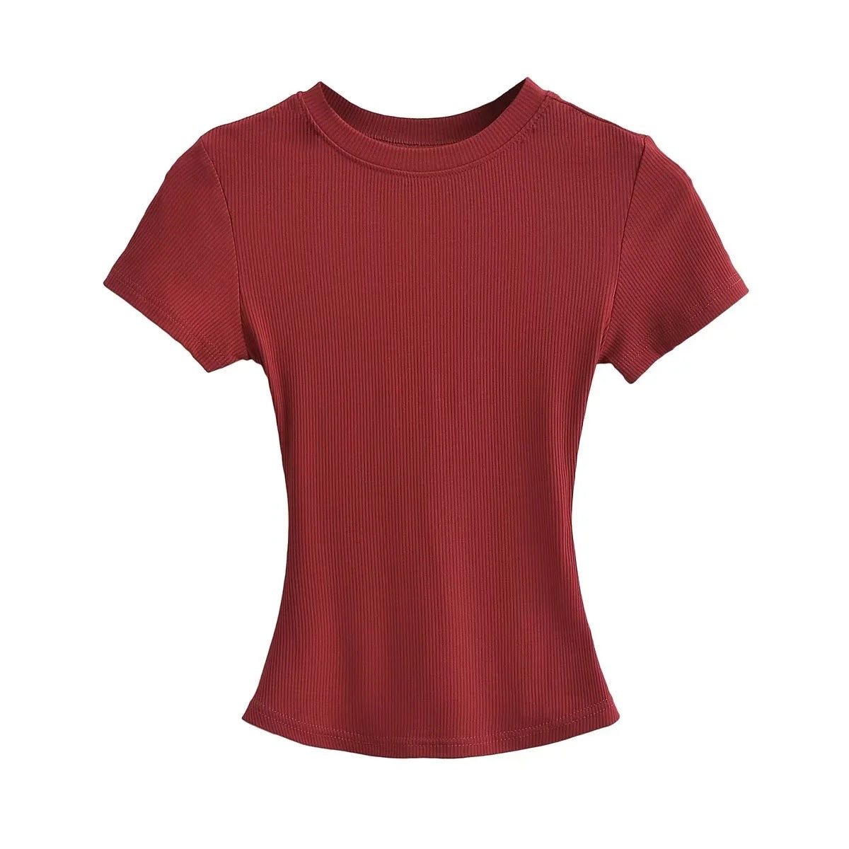 A small round-neck short-sleeved T-shirt
