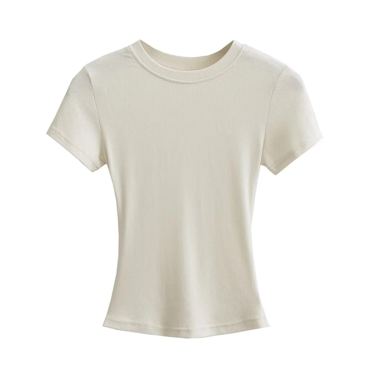 A small round-neck short-sleeved T-shirt
