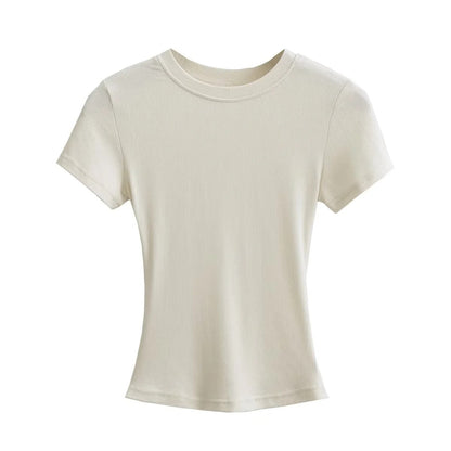 A small round-neck short-sleeved T-shirt