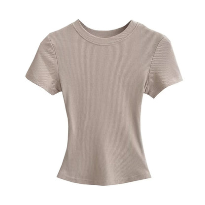 A small round-neck short-sleeved T-shirt