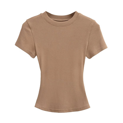 A small round-neck short-sleeved T-shirt