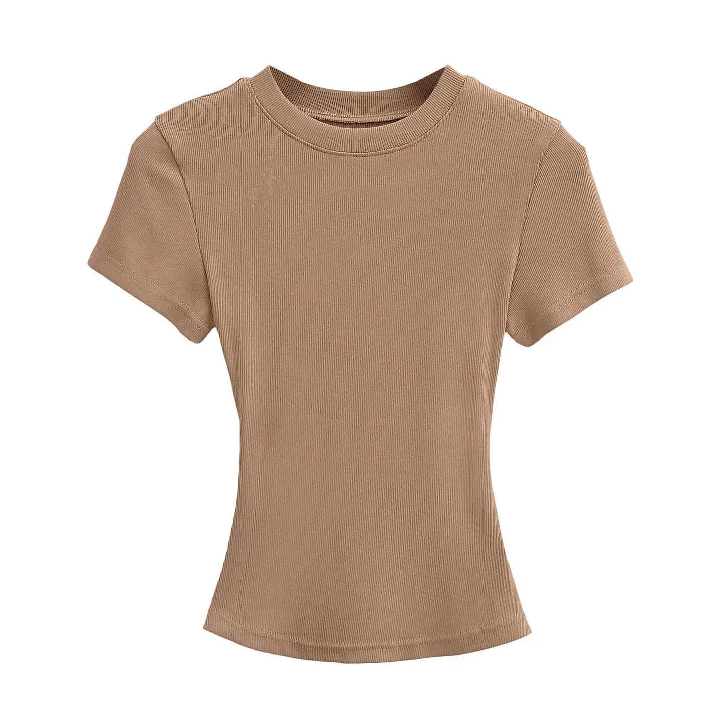 A small round-neck short-sleeved T-shirt