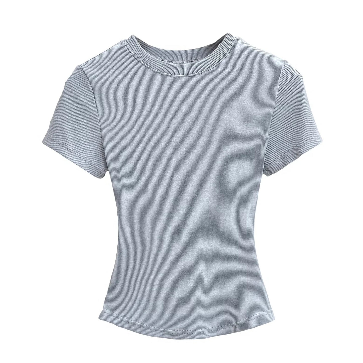 A small round-neck short-sleeved T-shirt