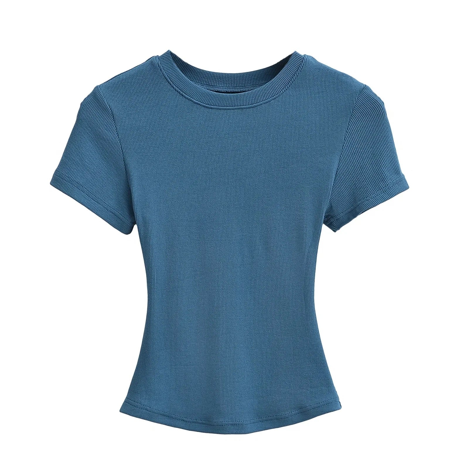 A small round-neck short-sleeved T-shirt