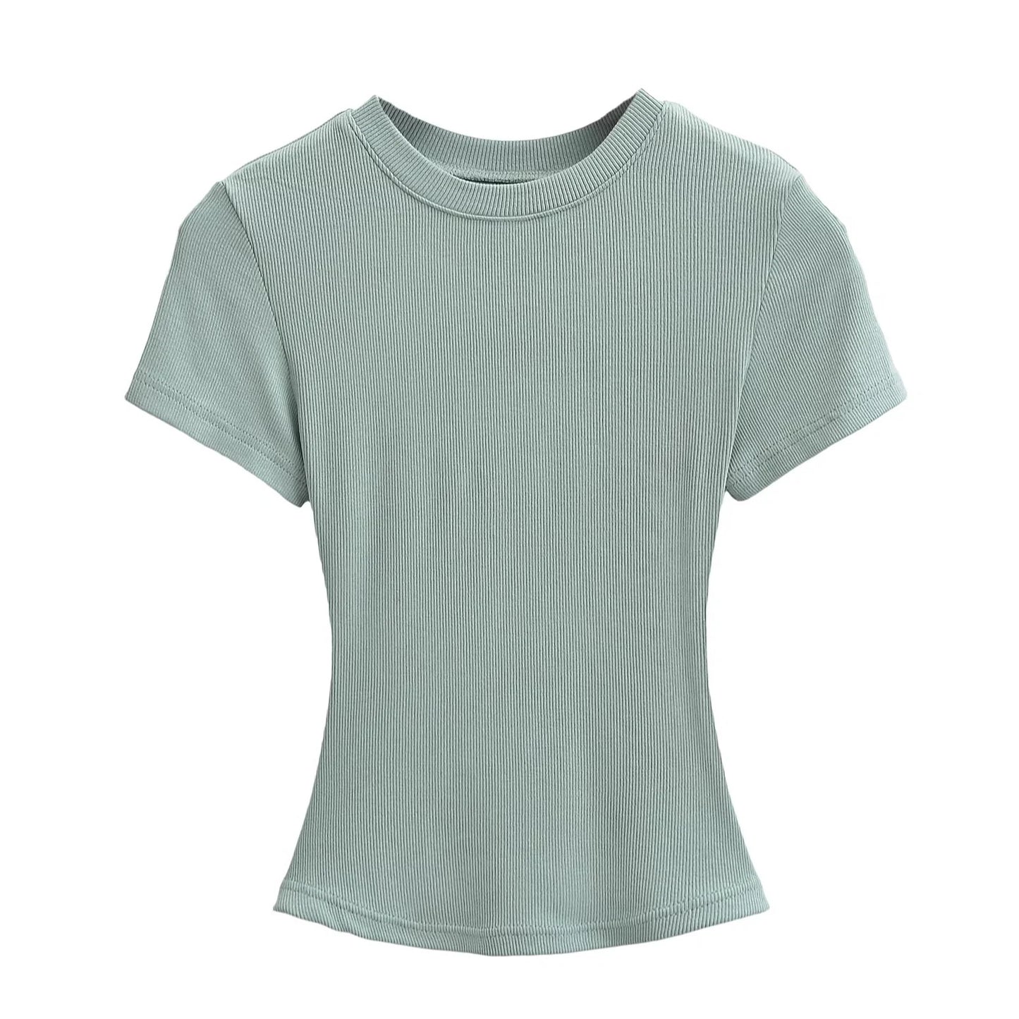 A small round-neck short-sleeved T-shirt