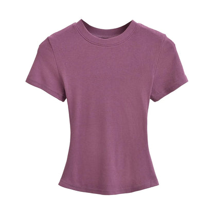 A small round-neck short-sleeved T-shirt