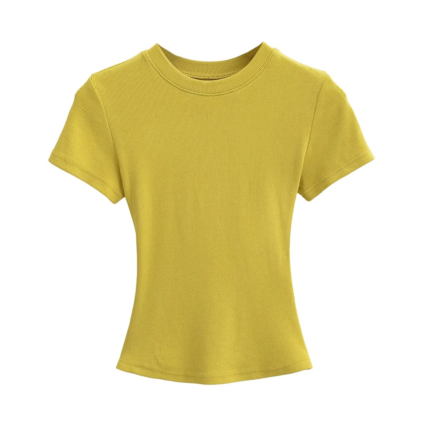 A small round-neck short-sleeved T-shirt