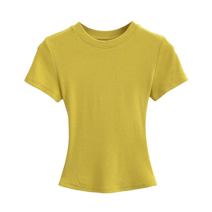 A small round-neck short-sleeved T-shirt