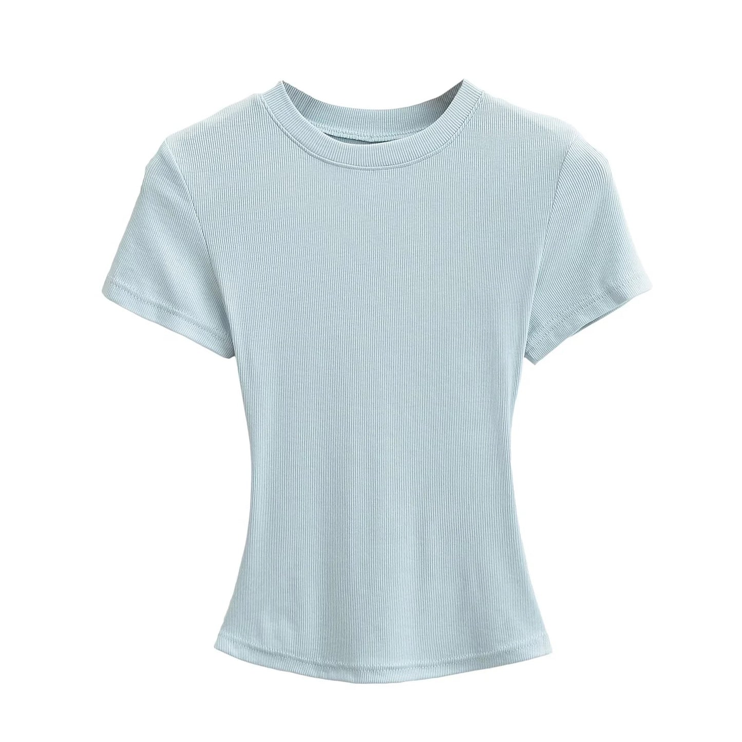 A small round-neck short-sleeved T-shirt