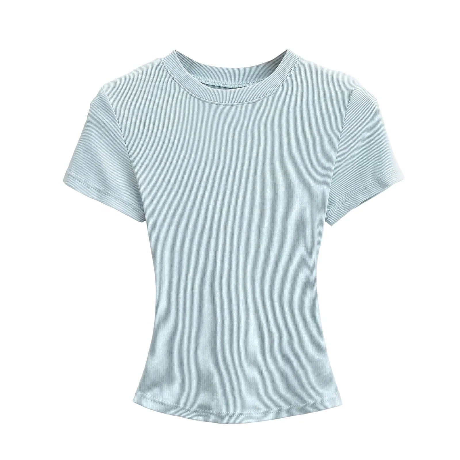 A small round-neck short-sleeved T-shirt