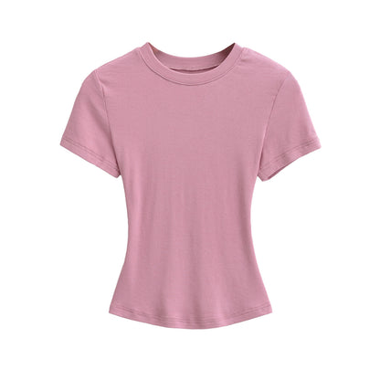 A small round-neck short-sleeved T-shirt