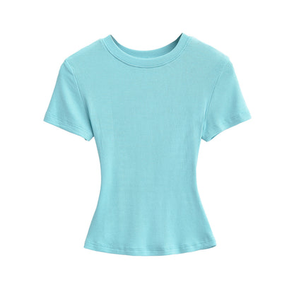 A small round-neck short-sleeved T-shirt