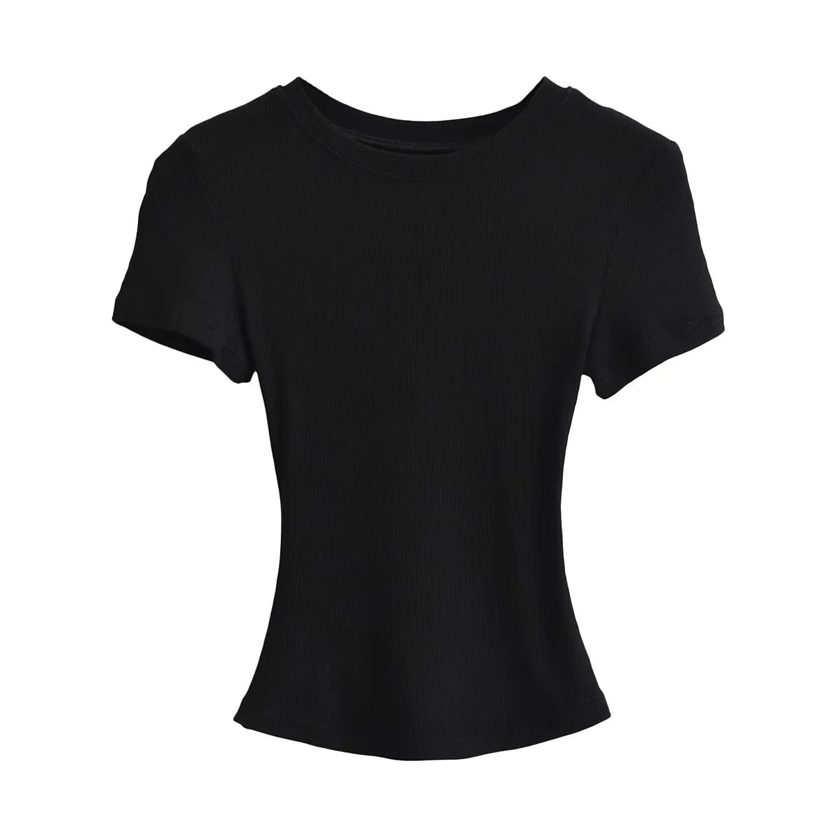 A small round-neck short-sleeved T-shirt