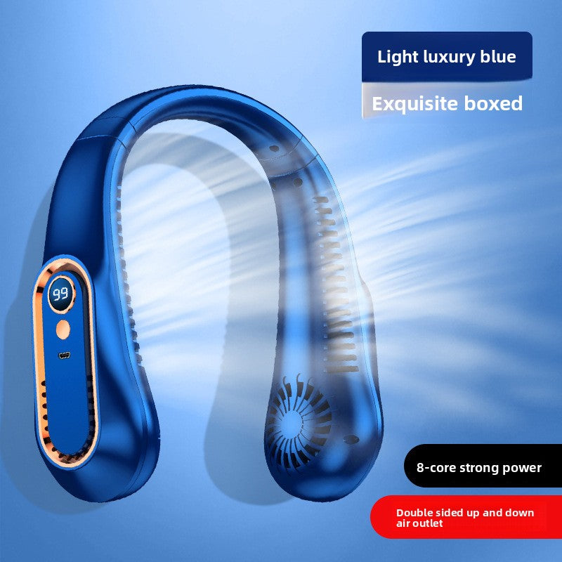 A small usb charging fan for hanging necks
