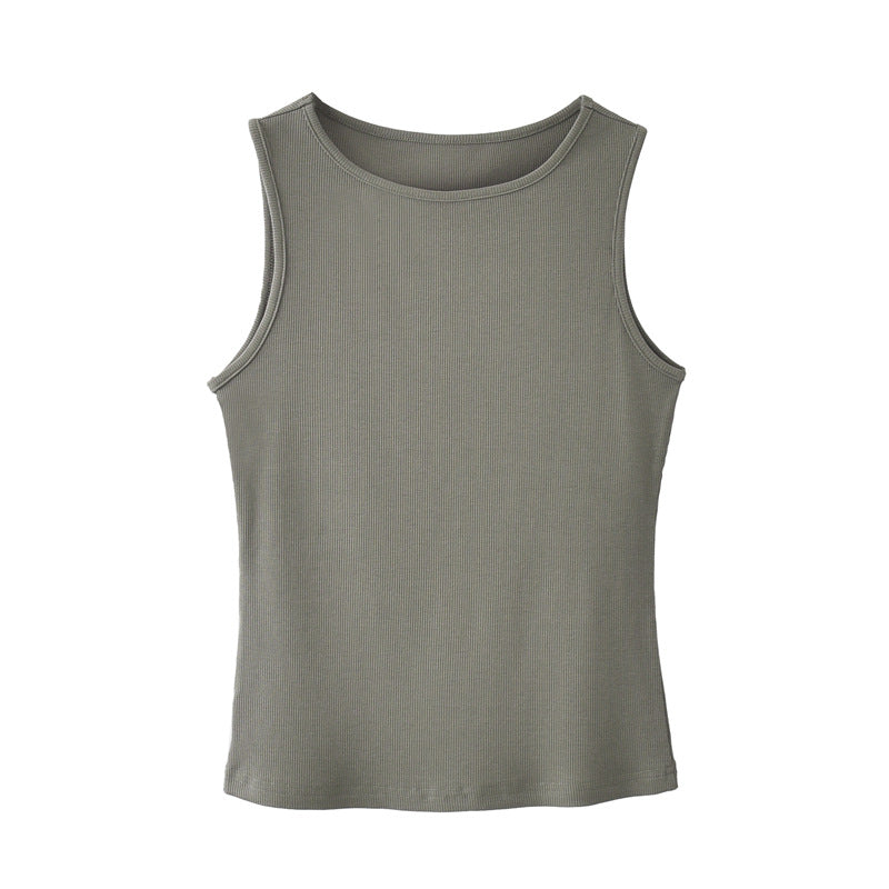 A solid color one-neck threaded top