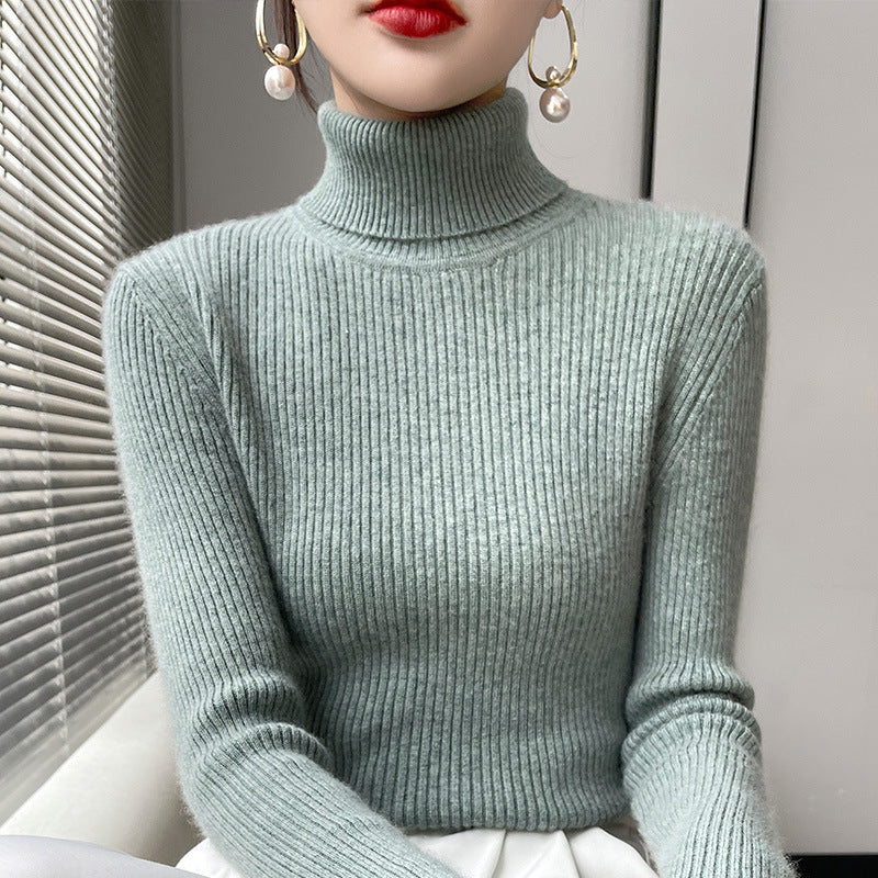 A tight-fitting sweater with a turtleneck inside