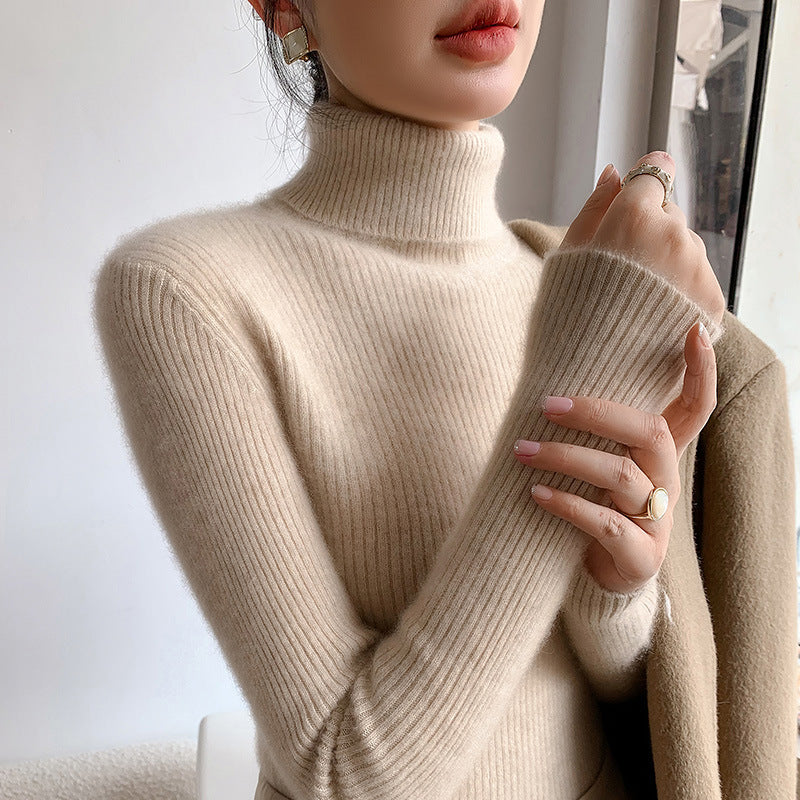 A tight-fitting sweater with a turtleneck inside