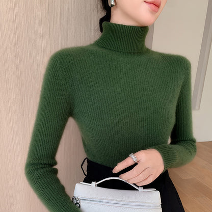 A tight-fitting sweater with a turtleneck inside