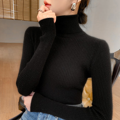 A tight-fitting sweater with a turtleneck inside