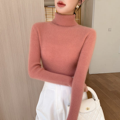 A tight-fitting sweater with a turtleneck inside