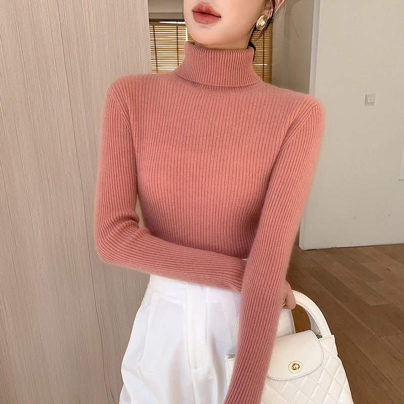 A tight-fitting sweater with a turtleneck inside