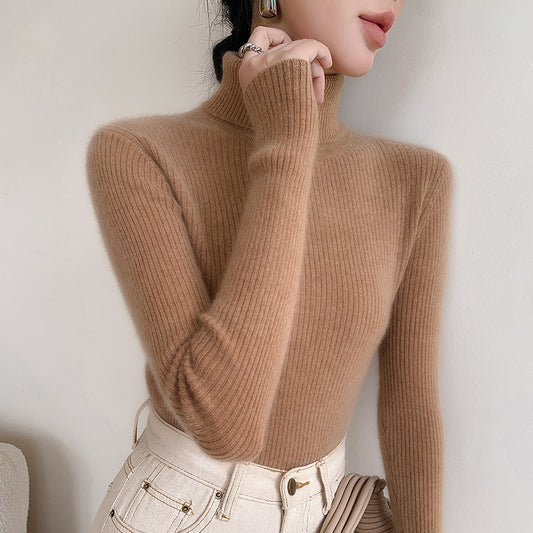 A tight-fitting sweater with a turtleneck inside