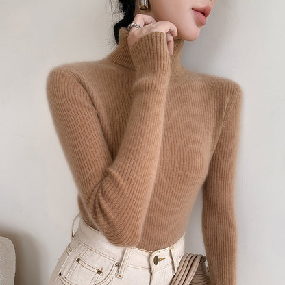 A tight-fitting sweater with a turtleneck inside