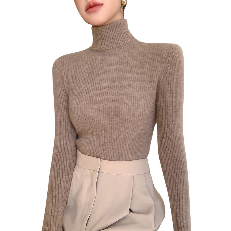 A tight-fitting sweater with a turtleneck inside