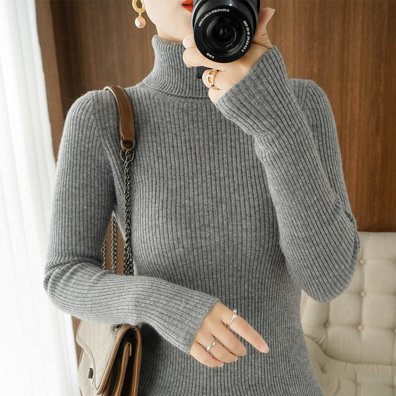 A tight-fitting sweater with a turtleneck inside