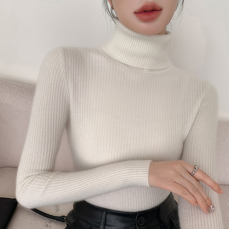 A tight-fitting sweater with a turtleneck inside