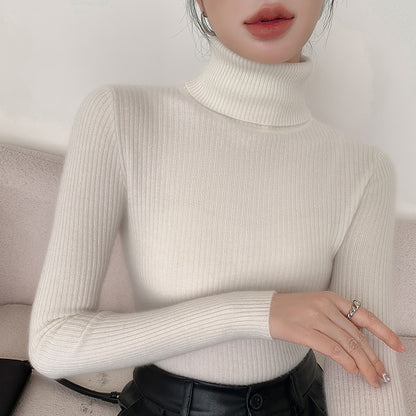 A tight-fitting sweater with a turtleneck inside