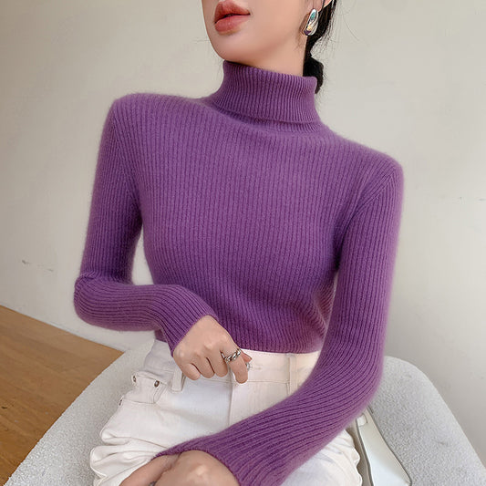 A tight-fitting sweater with a turtleneck inside
