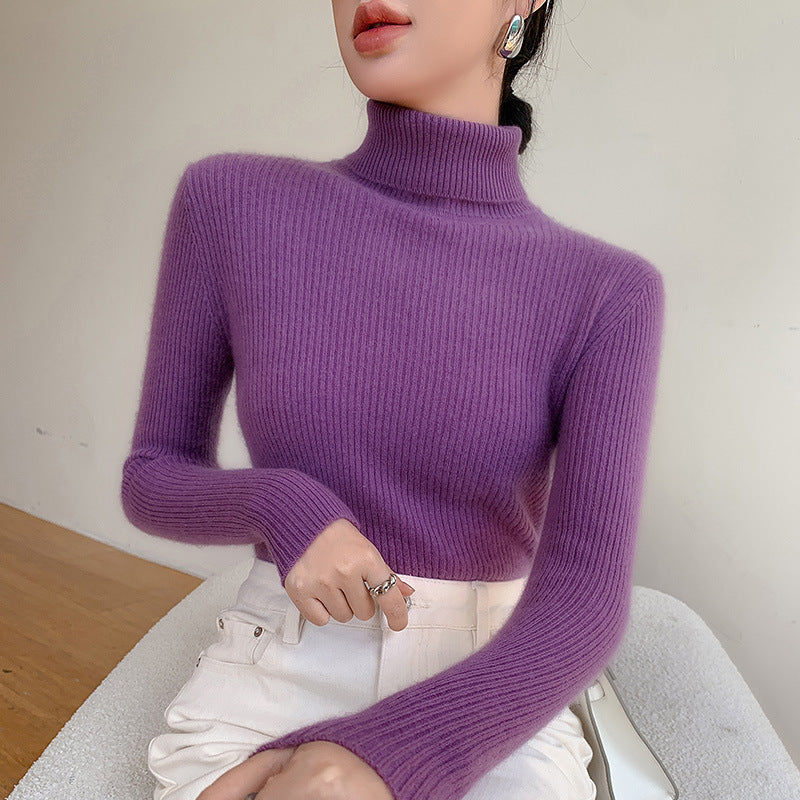 A tight-fitting sweater with a turtleneck inside