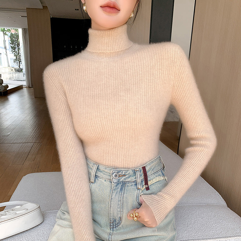 A tight-fitting sweater with a turtleneck inside
