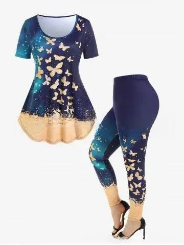 A two-piece set of tops and trousers for summer