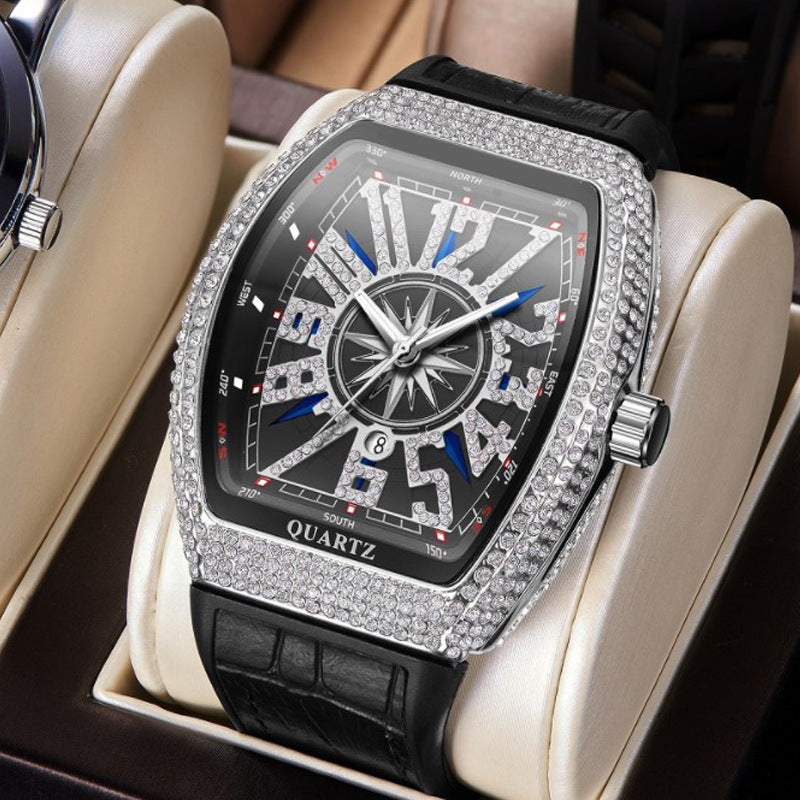 A vintage quartz watch set with diamonds