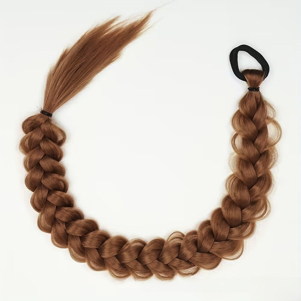 A wig with braids and a high, fake ponytail