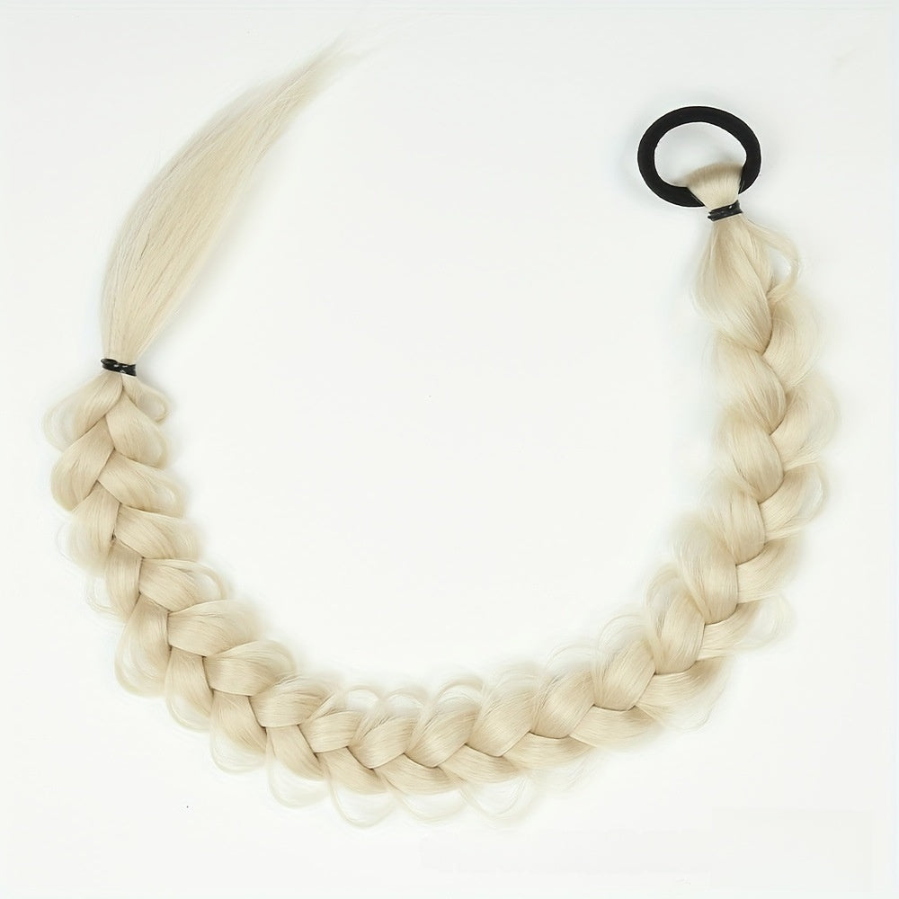 A wig with braids and a high, fake ponytail