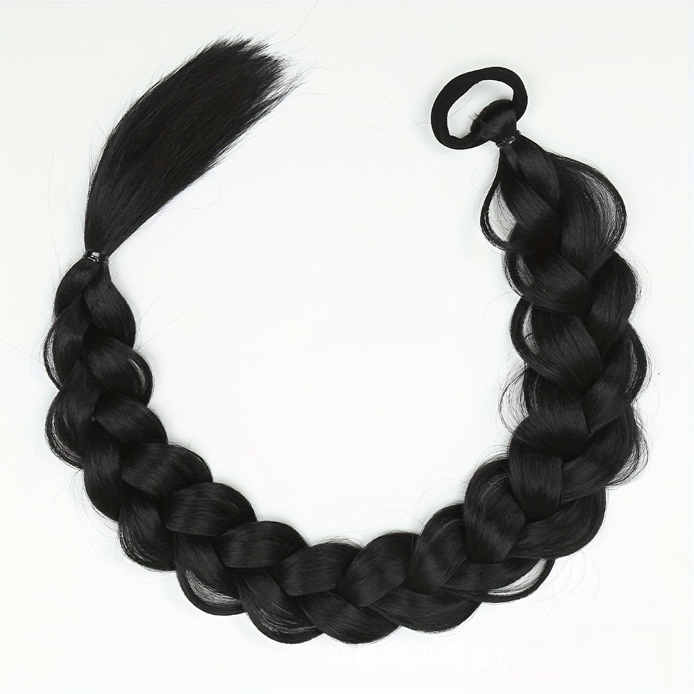 A wig with braids and a high, fake ponytail