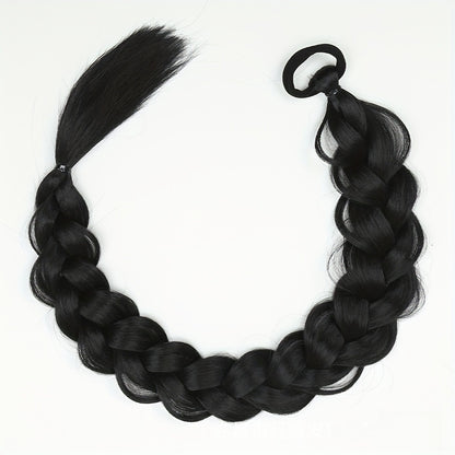 A wig with braids and a high, fake ponytail
