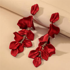 Steel Pin-Red Rose Earrings