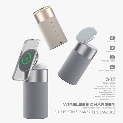 3-in-1 Wireless Charger iPhone AirPods Bluetooth Speaker Lamp