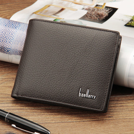 Genuine Leather Two-Fold Short Coin Purse For Men Everyday