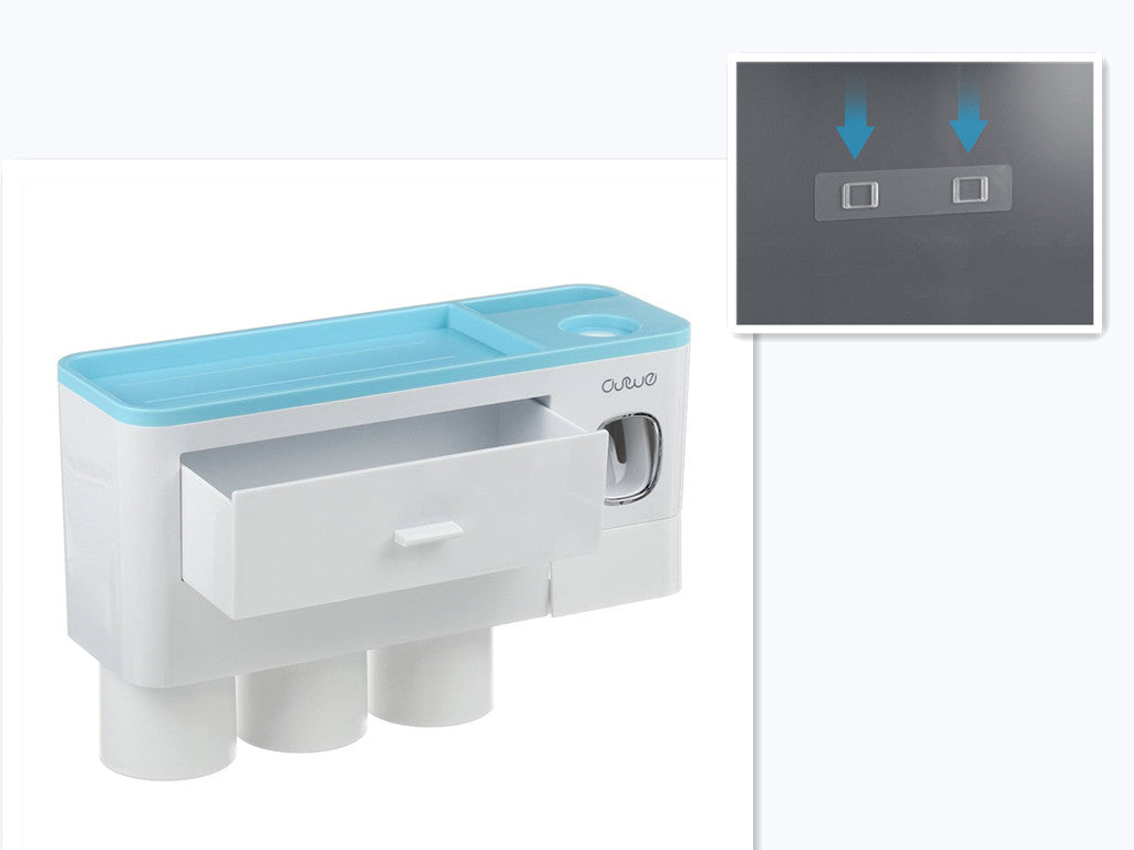 Magnetic Toothbrush Holder with Toothpaste Squeezer Storage