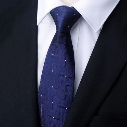 Mens Business Formal Zipper Tie With Blue Stripes for Office