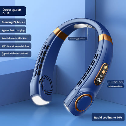 Portable Bladeless Neck Fan with USB Charging and Airflow