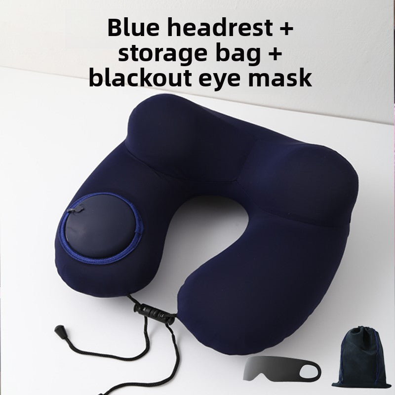 Press-Type Inflatable U-Shaped Travel Neck Pillow Comfort