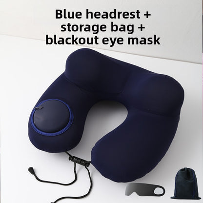 Press-Type Inflatable U-Shaped Travel Neck Pillow Comfort