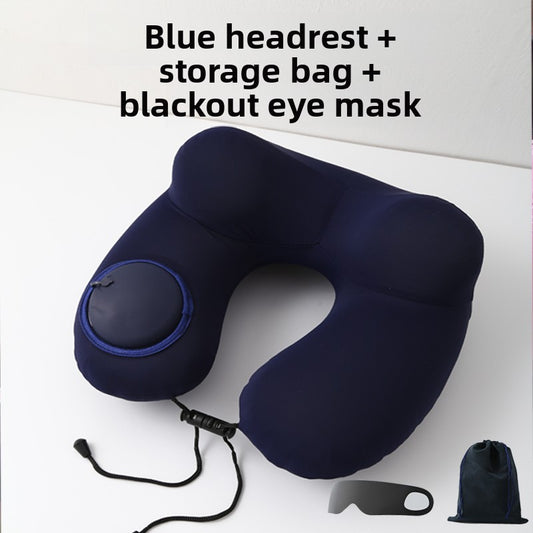 Press-Type Inflatable U-Shaped Travel Neck Pillow Comfort