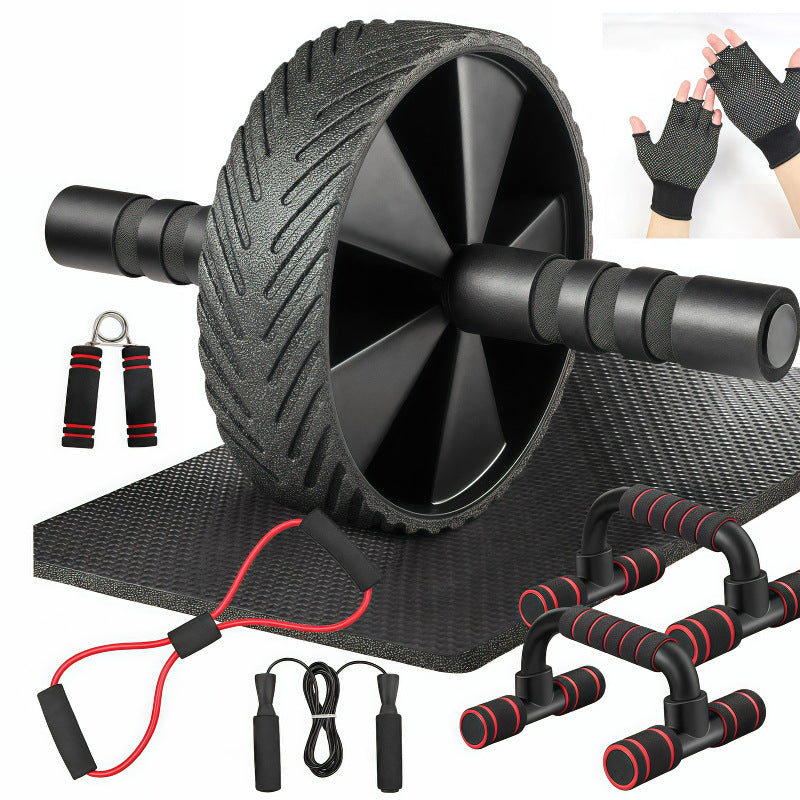 Ab Wheel 7-Piece Set – Indoor Fitness Equipment, Jump Rope, Push-Up Stand